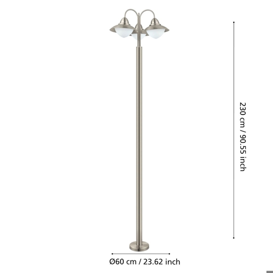 Lampione alto per esterno giardino acciaio inox 3 luci sydney eglo