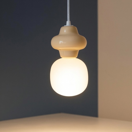 Lampade a sospensione design di ceramica giallo pastello