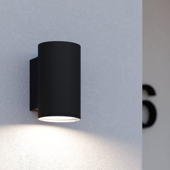Applique da esterno ip44 nera cilindrica gu10