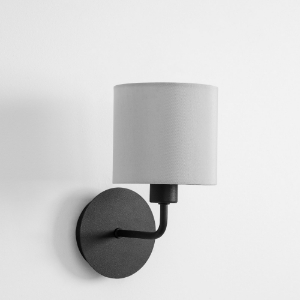 Applique da comodino camera da letto nera paralume grigio fp