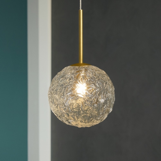 Lampada sospensione pendente oro sfera di vetro