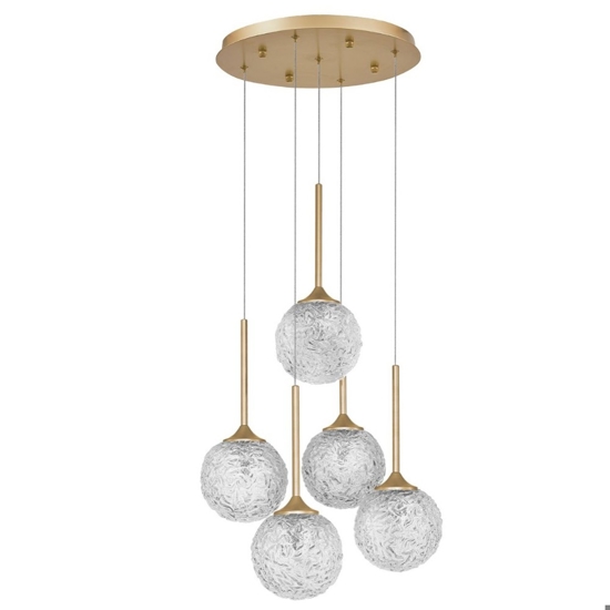 Lampadario elegante pendenti a grappolo oro vetri trasparenti