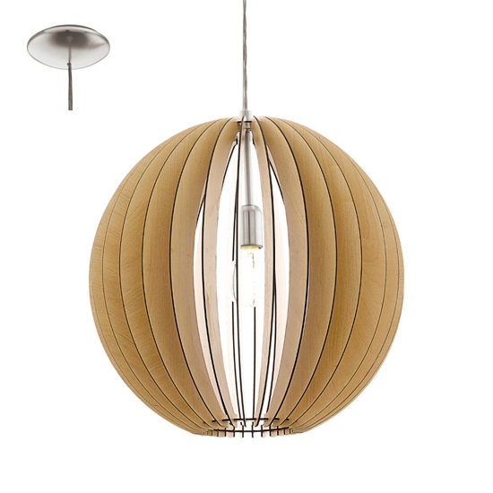 Lampadario moderno design sfera effetto legno eglo tindori
