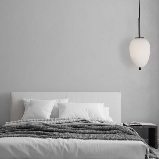 Lampada sospesa per comodino camera da letto moderna nero