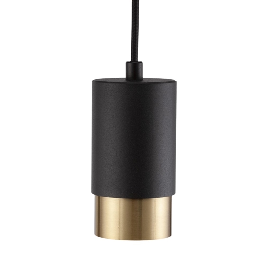 Lampadario pendente per comodino camera da letto cilindro nero oro