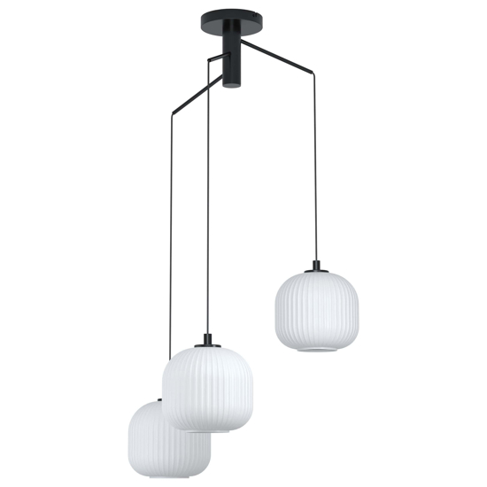 Lampadario camera da letto nero vetri bianchi eglo mantunalle
