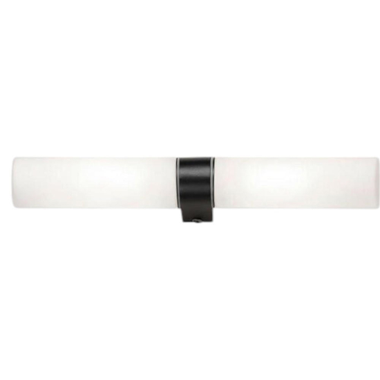 Applique nera per bagno 2 luci vetro bianco ip44