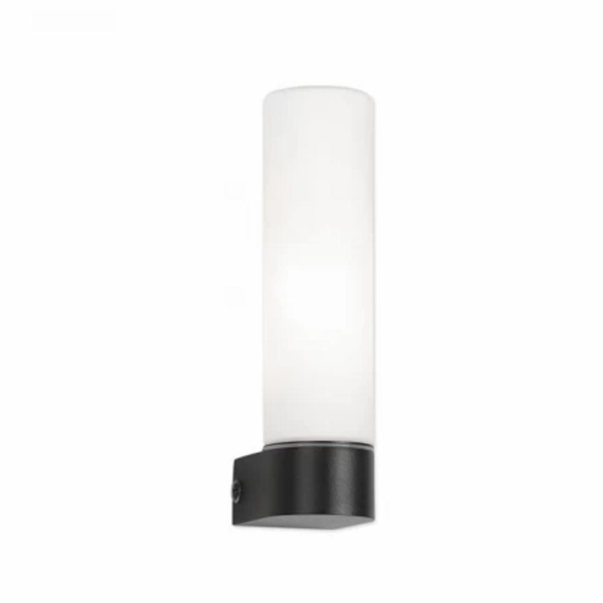Applique nera da bagno moderno vetro bianco ip44