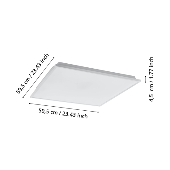Plafoniera quadrata bianca led dimmerabile 32w controllo remoto app herrora eglo