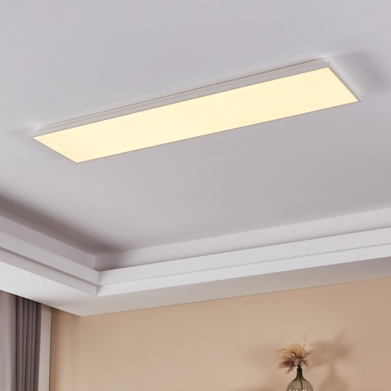Eglo herrora plafoniera led 120x30 bianca 32w controllo remoto app da 2700k a 6500k