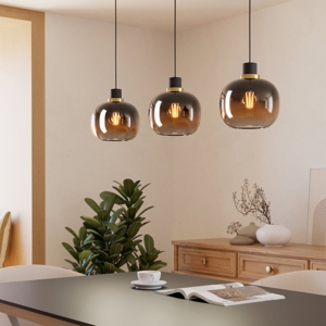 Eglo lampadario moderno vetri marrone per soggiorno oilella