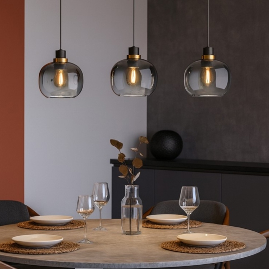 Oilella eglo lampadario per cucina vetri trasparente nero