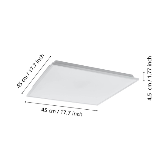 Eglo herrora plafoniera bianca led 22w quadrata dimmerabile controllo remoto app
