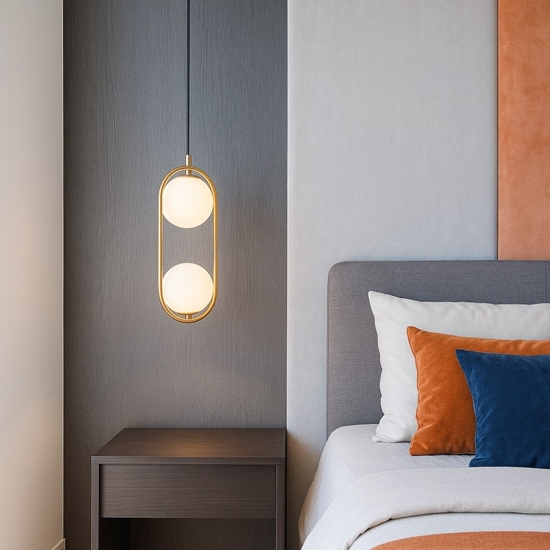 Lampadario pendente oro per comodini camera da letto