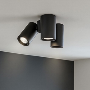 Plafoniera da soffitto 3 faretti led nero orientabili