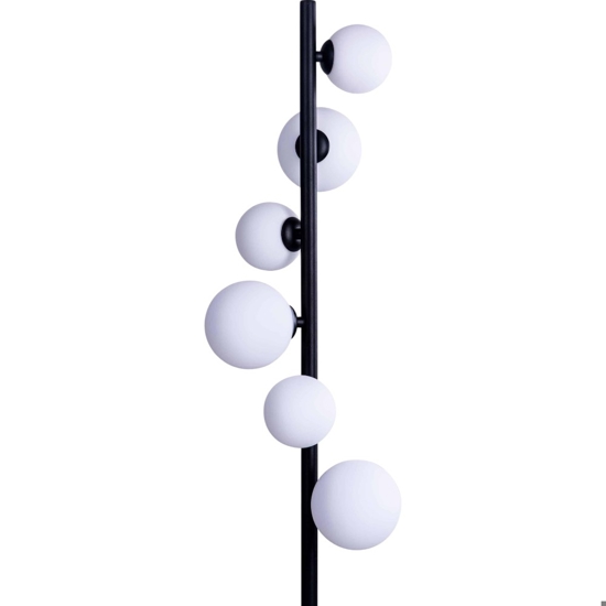Lampada da terra nera sfere vetro bianco moderna