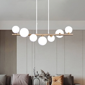 Lampadario spirale oro sfere di vetro per soggiorno moderno
