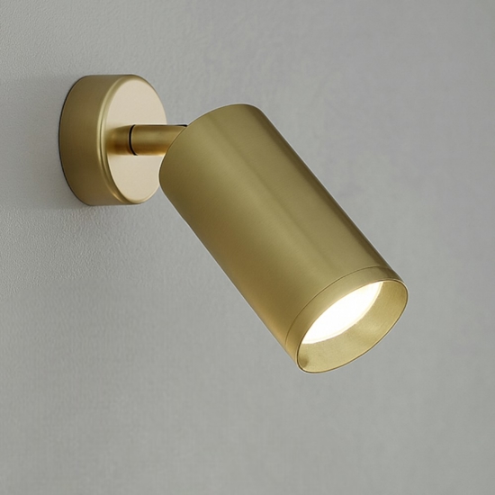 Applique da parete cilindro oro satinato spot orientabile