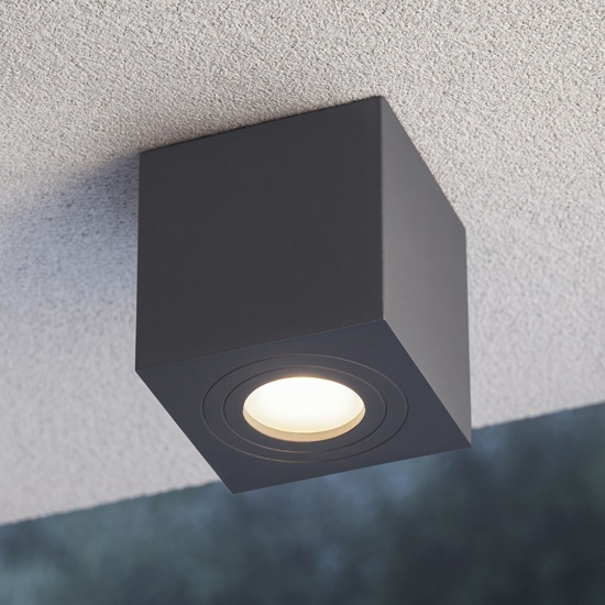 Faretto da esterno a soffitto cubo antracite gea luce