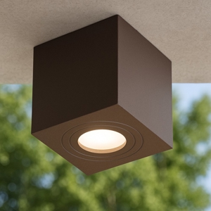 Faretto per esterno cubo da soffitto marrone corten gea luce