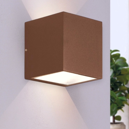 Applique da esterno cubo marrone gea luce