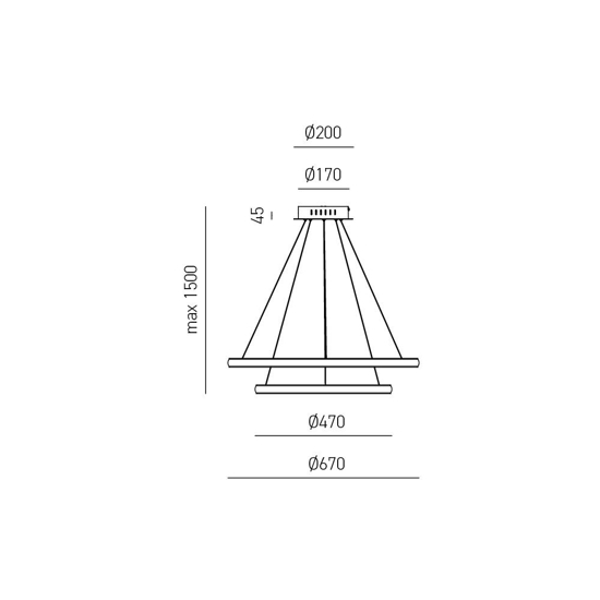 Lampadario iole s2 oro gea luce cerchi led 40w 3000k moderno