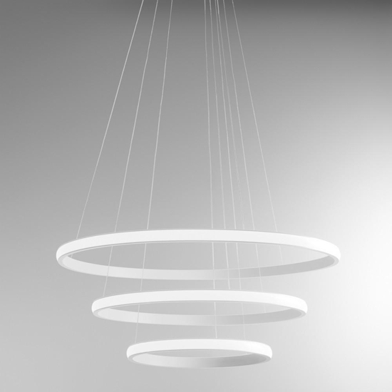 Lampadario moderno iole s3 bianco cerchi led 62w 3000k