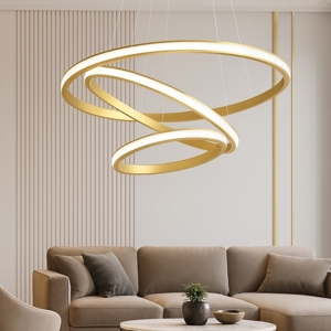 Gea luce iole s3 oro lampadario led tre cerchi
