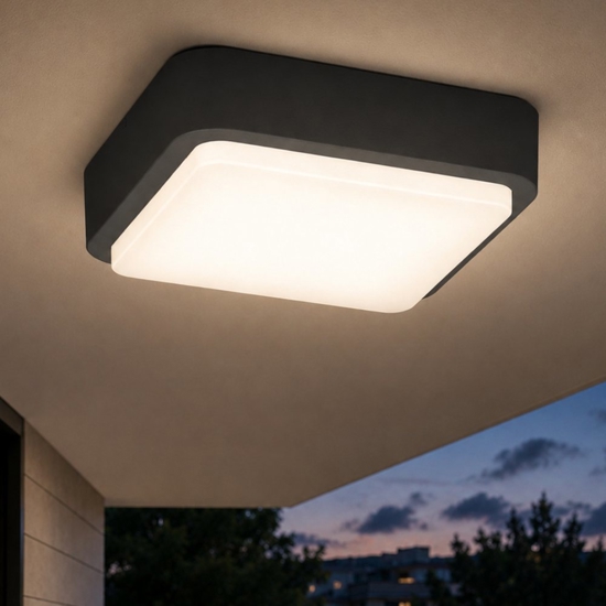 Plafoniera per esterni quadrata antracite top light irvine