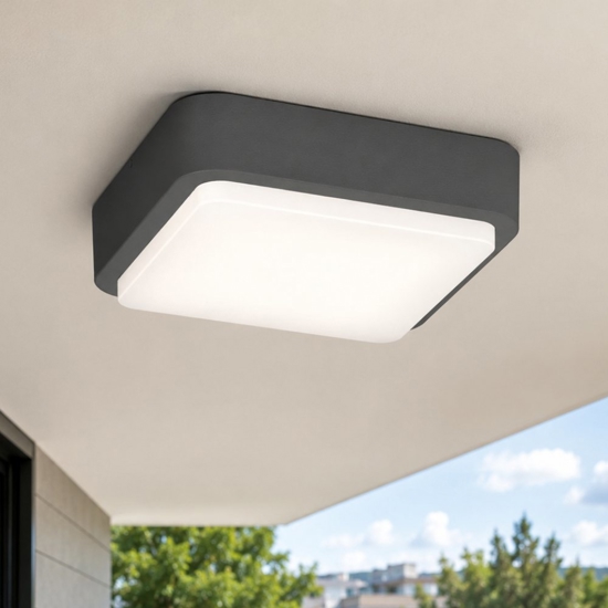 Plafoniera per esterni quadrata antracite top light irvine