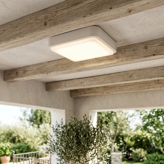 Top light irvine plafoniera quadrata per esterno moderna bianca