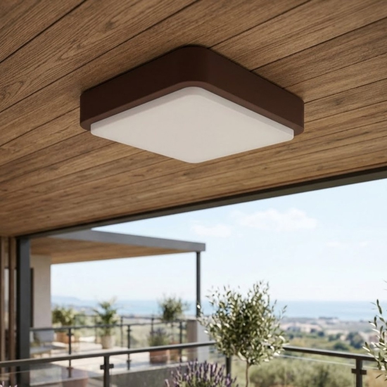 Top light irvine plafoniera da esterno marrone corten quadrata