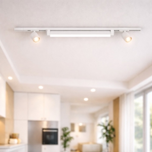 Sistema binario 100cm modulo led 28w 3000k bianco con spot orientabili