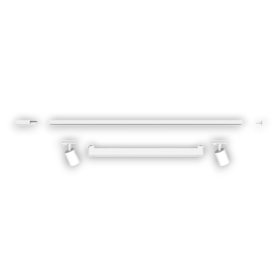 Sistema binario 100cm modulo led 28w 3000k bianco con spot orientabili
