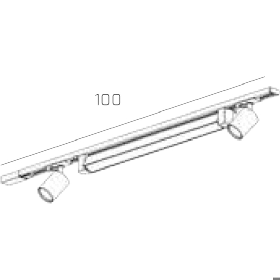 Sistema binario 100cm modulo led 28w 3000k bianco con spot orientabili