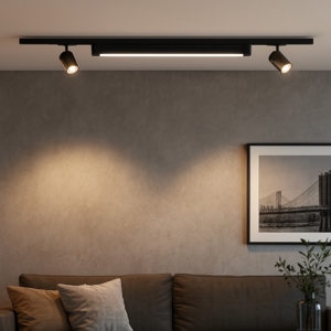 Sistema luci a binario binario led modulo nero 28w 3000k con spot orientabili