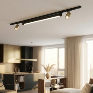 Sistema luci a binario 100cm modulo led 28w 3000k nero oro spot orientabili