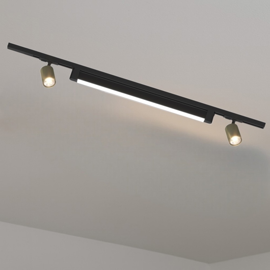 Sistema luci a binario 100cm modulo led 28w 3000k nero oro spot orientabili