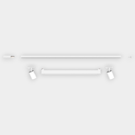 Sistema binario 100cm bianco led 28w 4000k monofase spot orientabili