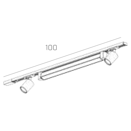 Sistema binario 100cm bianco led 28w 4000k monofase spot orientabili