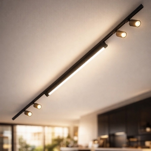 Sistema binario modulo led 40w 3000k nero oro con spot