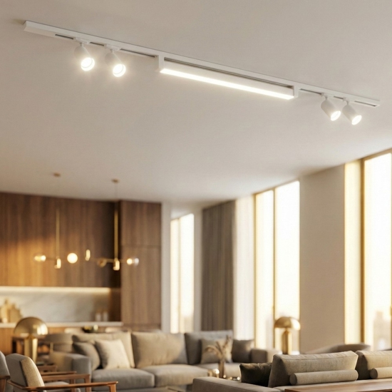 Sistema binario 200cm bianco con spot modulo led 40w 4000k