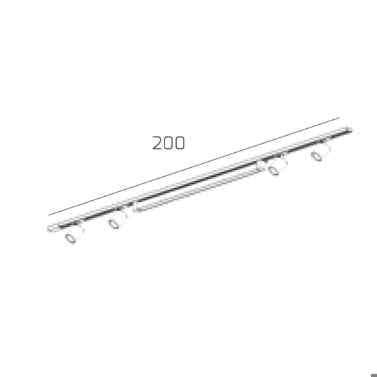 Sistema con spot a binario 200cm nero led 40w 4000k