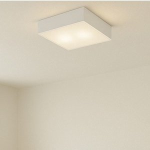 Plafoniera per cucina moderna quadrata vetro bianco lucido