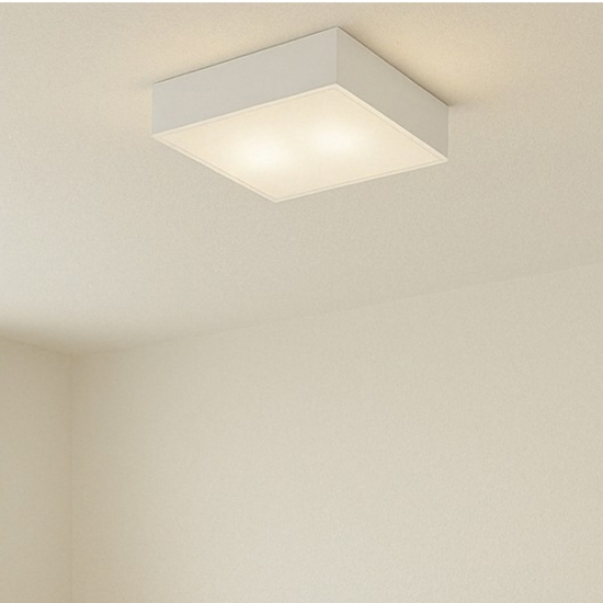 Plafoniera per cucina moderna quadrata vetro bianco lucido