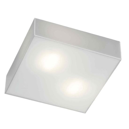 Plafoniera per cucina moderna quadrata vetro bianco lucido