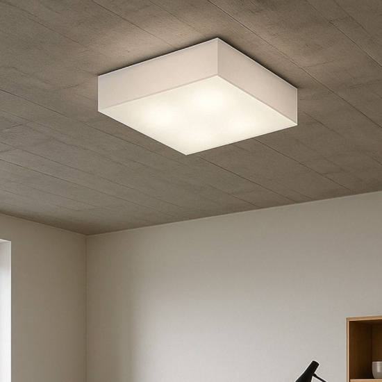 Plafoniera da cucina quadrata in vetro bianco