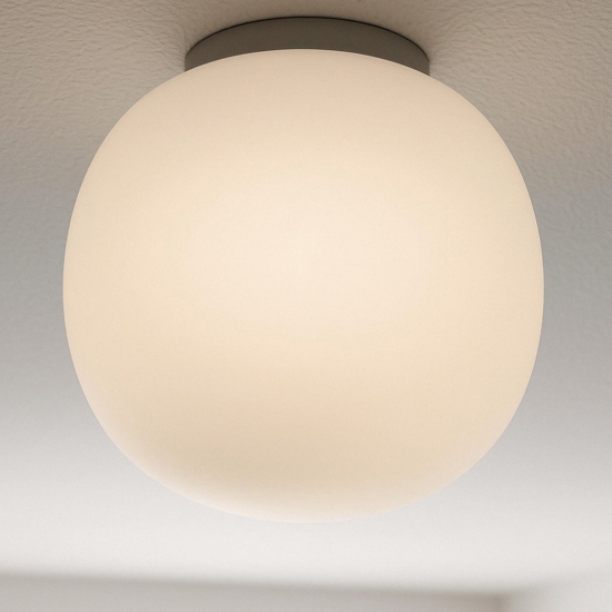 Plafoniera 19cm moderna boccia vetro boccia sfera bianca e cromo lucido per cucina
