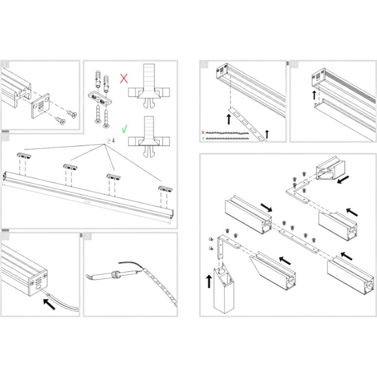 Riga g profilo 2mt bianco per strisce led max 10mm gea luce