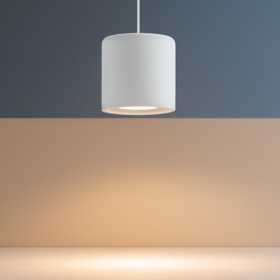 Lampada a sospensione cilindro bianco per isola